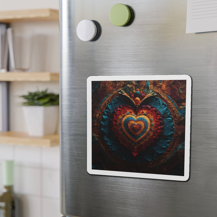 Floral Heart Tapestry - Die-cut Magnet - Home Decor - g(0D·IO) - 6 × 6" - Die-Cut - 1 pc