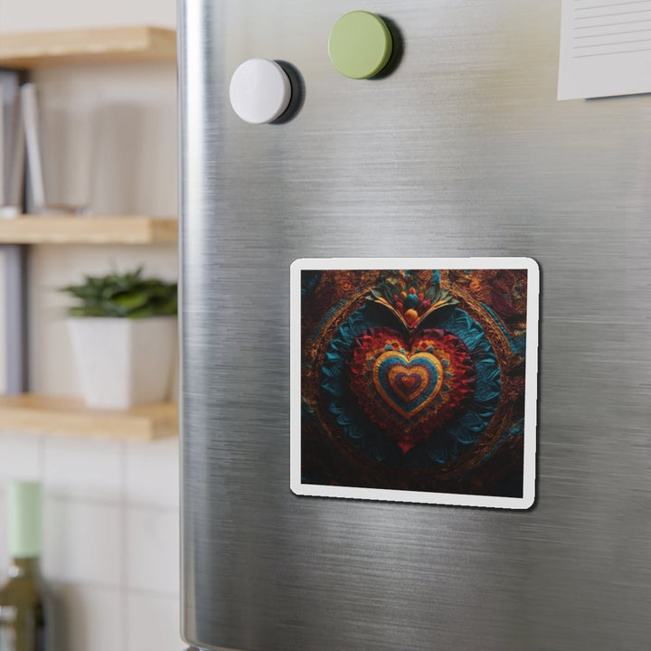 Floral Heart Tapestry - Die-cut Magnet - Home Decor - g(0D·IO) - 6 × 6" - Die-Cut - 1 pc