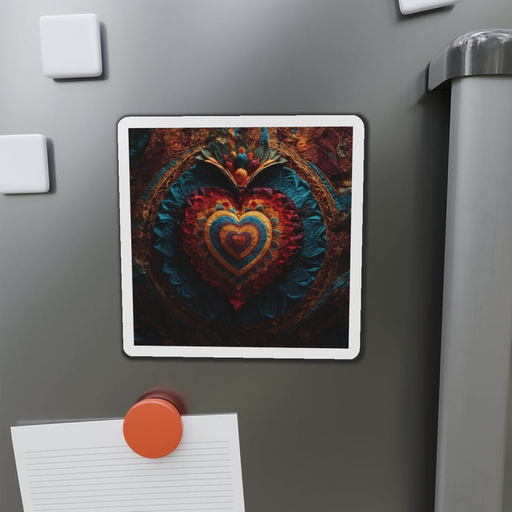 Floral Heart Tapestry - Die-cut Magnet - Home Decor - g(0D·IO) - 6 × 6" - Die-Cut - 1 pc