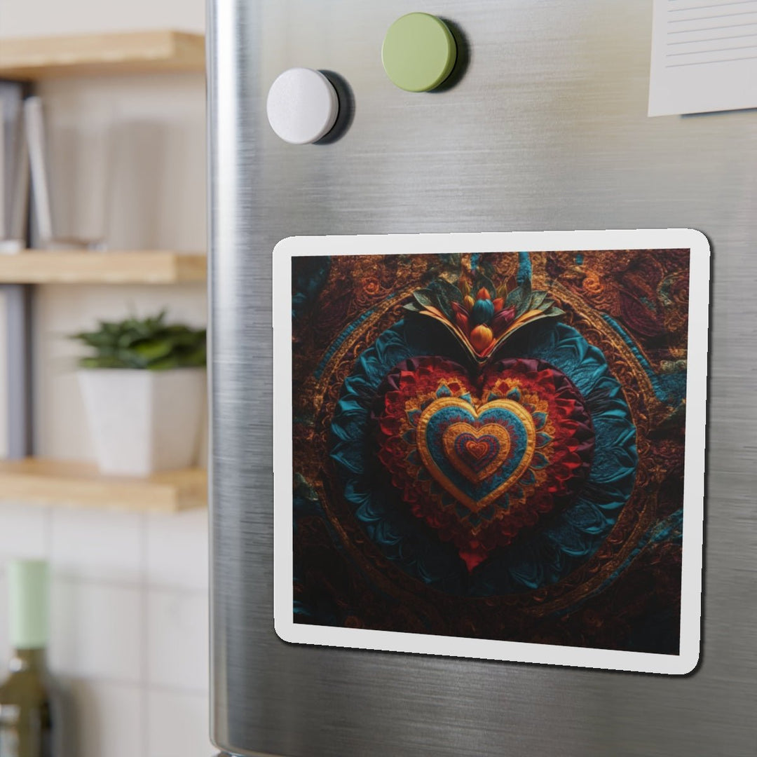 Floral Heart Tapestry - Die-cut Magnet - Home Decor - g(0D·IO) - 6 × 6" - Die-Cut - 1 pc