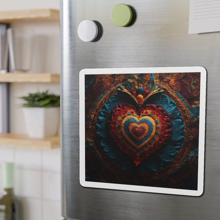 Floral Heart Tapestry - Die-cut Magnet - Home Decor - g(0D·IO) - 6 × 6" - Die-Cut - 1 pc