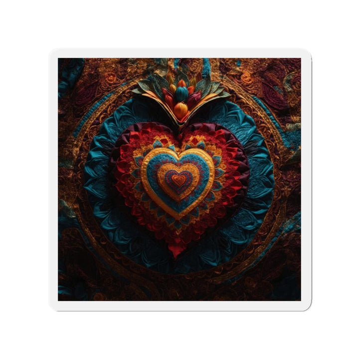 Floral Heart Tapestry - Die-cut Magnet - Home Decor - g(0D·IO) - 6 × 6" - Die-Cut - 1 pc