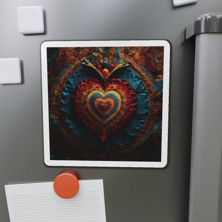 Floral Heart Tapestry - Die-cut Magnet - Home Decor - g(0D·IO) - 6 × 6" - Die-Cut - 1 pc