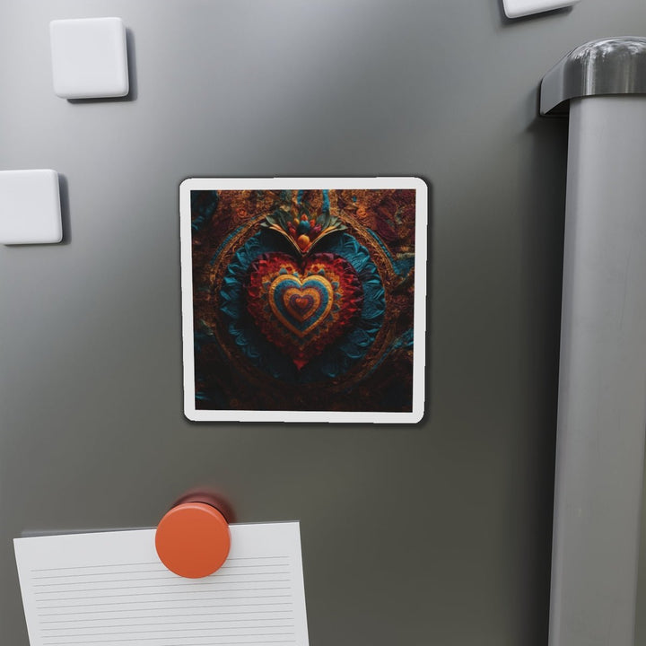 Floral Heart Tapestry - Die-cut Magnet - Home Decor - g(0D·IO) - 6 × 6" - Die-Cut - 1 pc