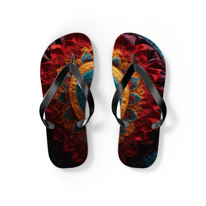 Floral Heart Tapestry - Flip Flops - Shoes - g(0D·IO) - S - Black sole -