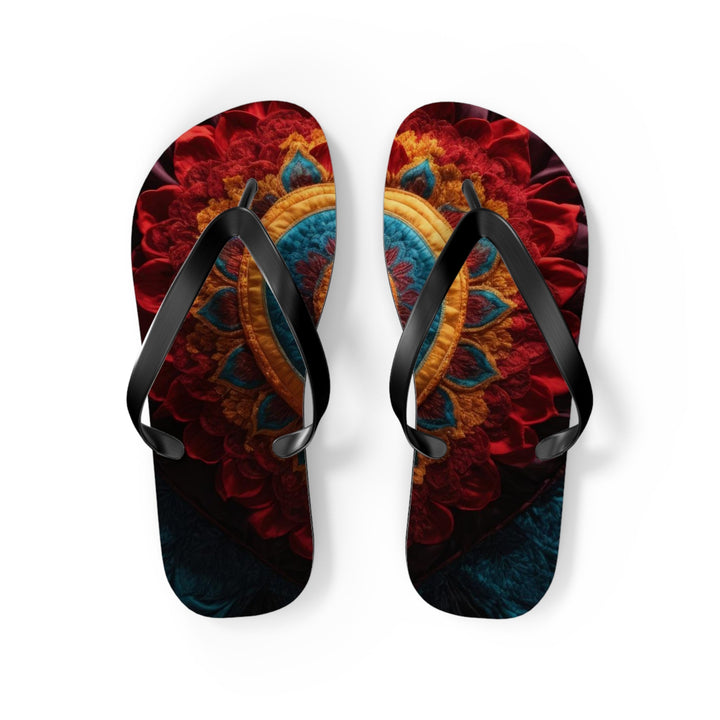 Floral Heart Tapestry - Flip Flops - Shoes - g(0D·IO) - M - Black sole -