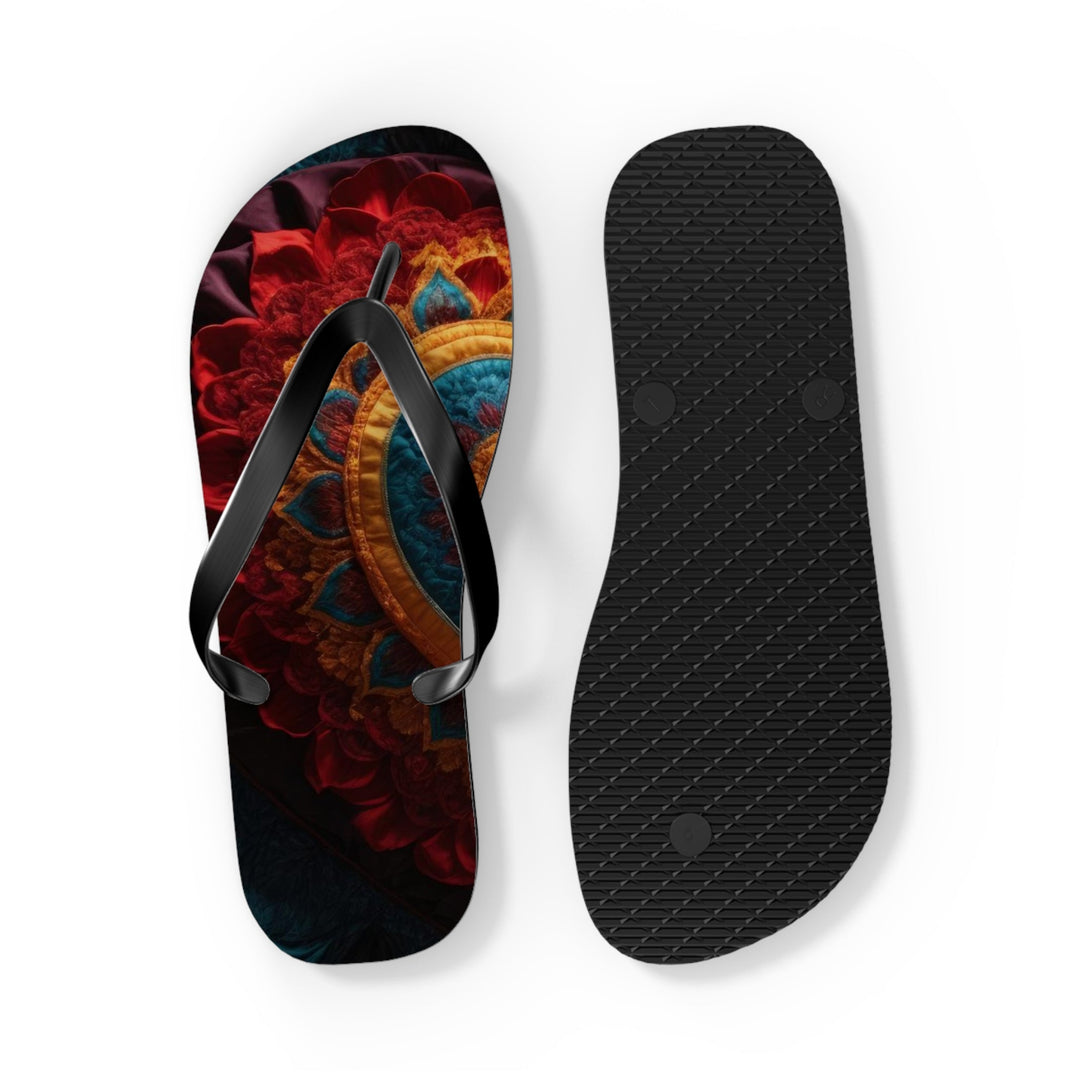 Floral Heart Tapestry - Flip Flops - Shoes - g(0D·IO) - XL - Black sole -