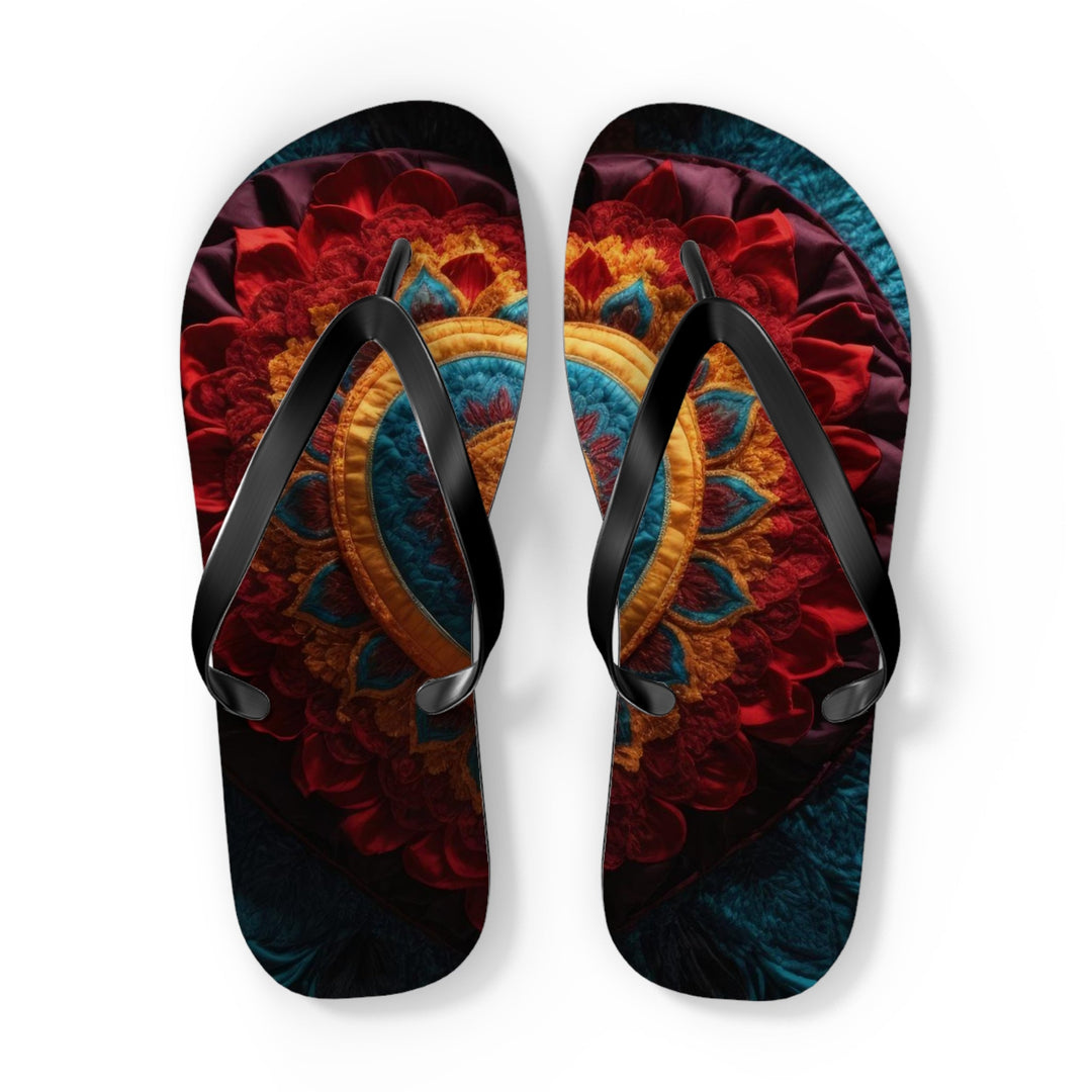 Floral Heart Tapestry - Flip Flops - Shoes - g(0D·IO) - XL - Black sole -