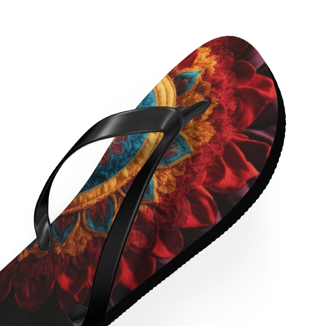 Floral Heart Tapestry - Flip Flops - Shoes - g(0D·IO) - XL - Black sole -