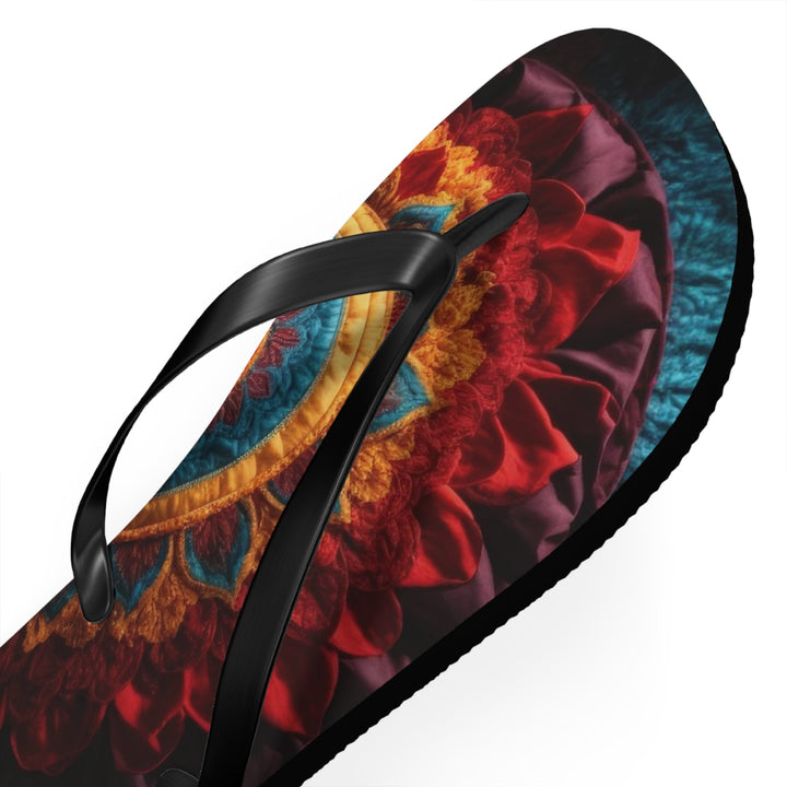 Floral Heart Tapestry - Flip Flops - Shoes - g(0D·IO) - XL - Black sole -