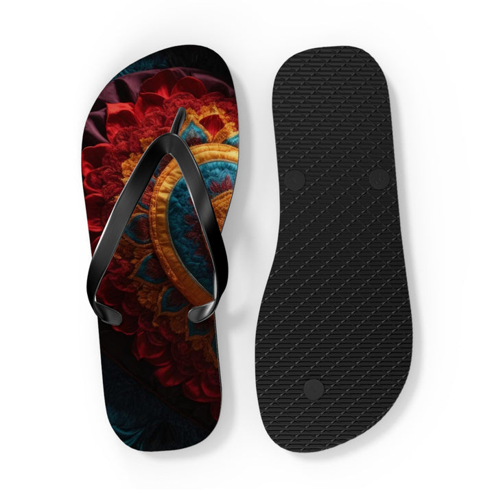 Floral Heart Tapestry - Flip Flops - Shoes - g(0D·IO) - XL - Black sole -