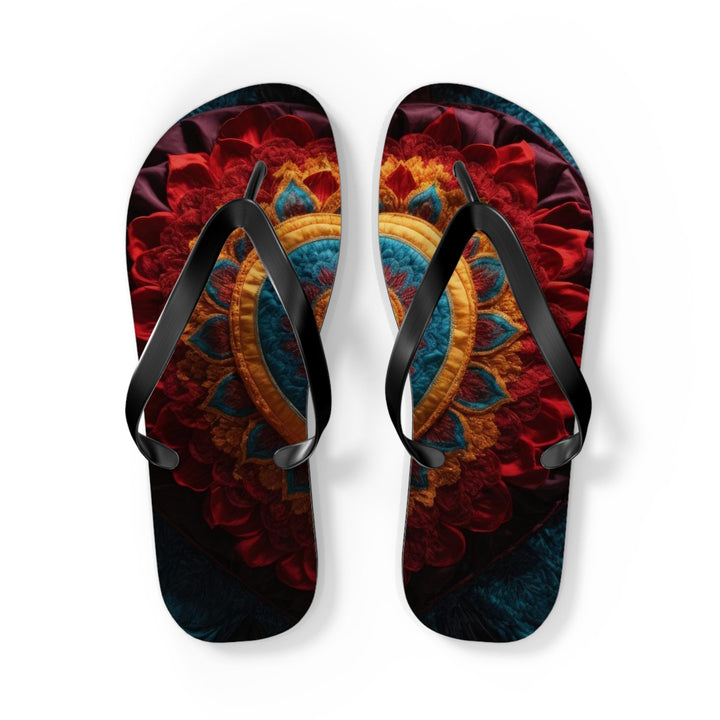 Floral Heart Tapestry - Flip Flops - Shoes - g(0D·IO) - L - Black sole -