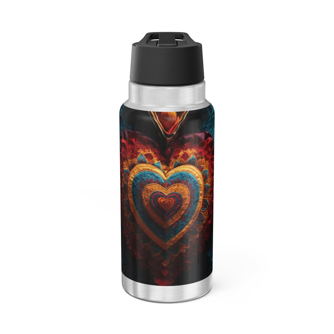 Floral Heart Tapestry - Gator Tumbler 32oz - Mug - g(0D·IO) - Silver - 32oz -