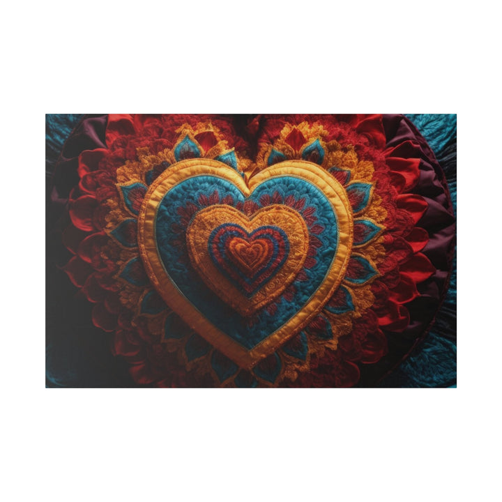 Floral Heart Tapestry - Matte Canvas - Canvas - g(0D·IO) - 48″ x 32″ (Horizontal) - 0.75'' -