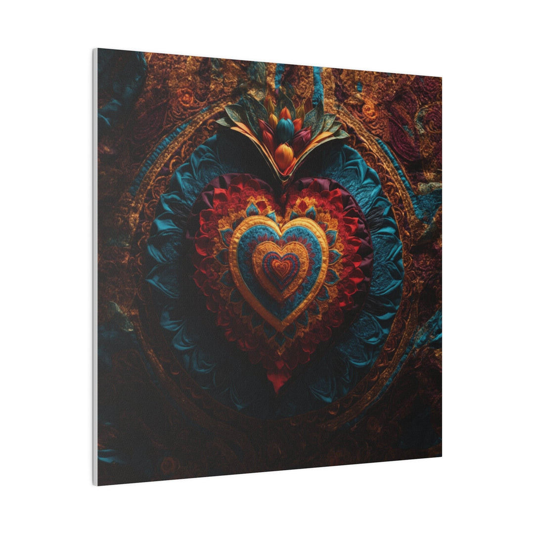 Floral Heart Tapestry - Matte Canvas - Canvas - g(0D·IO) - 32" x 32" (Square) - 0.75'' -