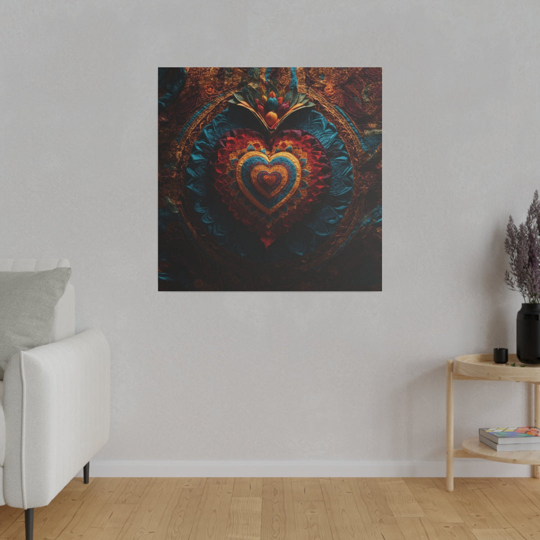 Floral Heart Tapestry - Matte Canvas - Canvas - g(0D·IO) - 32" x 32" (Square) - 0.75'' -