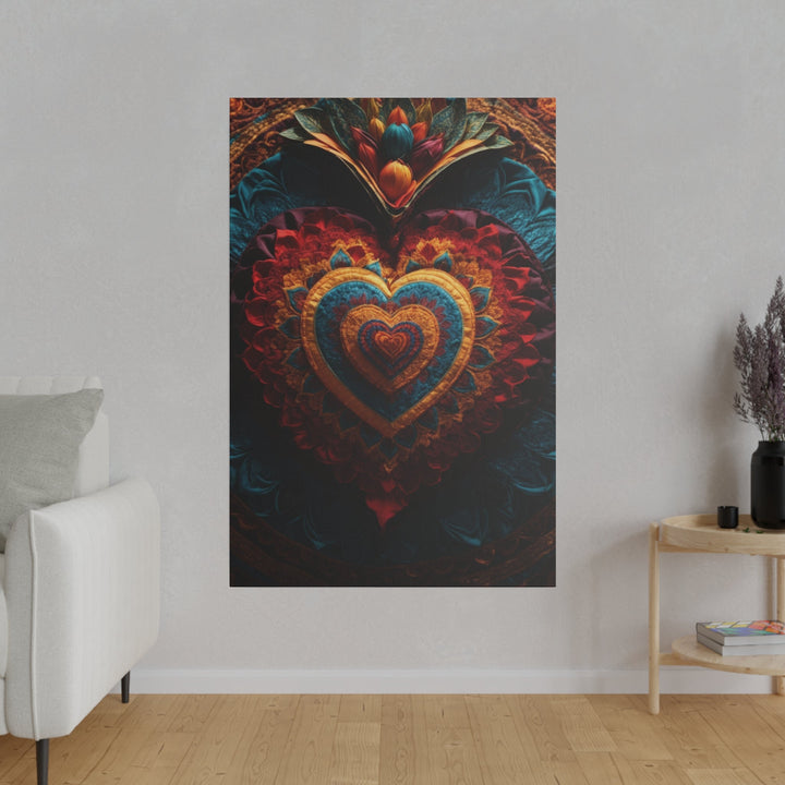 Floral Heart Tapestry - Matte Canvas - Canvas - g(0D·IO) - 32" x 32" (Square) - 0.75'' -