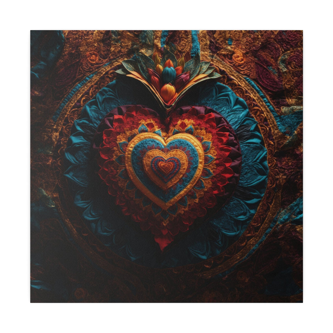 Floral Heart Tapestry - Matte Canvas - Canvas - g(0D·IO) - 32" x 32" (Square) - 0.75'' -