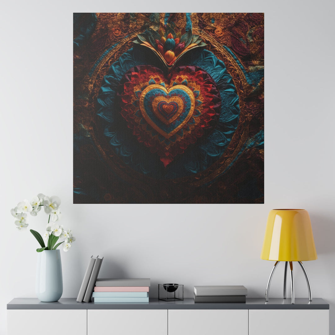 Floral Heart Tapestry - Matte Canvas - Canvas - g(0D·IO) - 32" x 32" (Square) - 0.75'' -