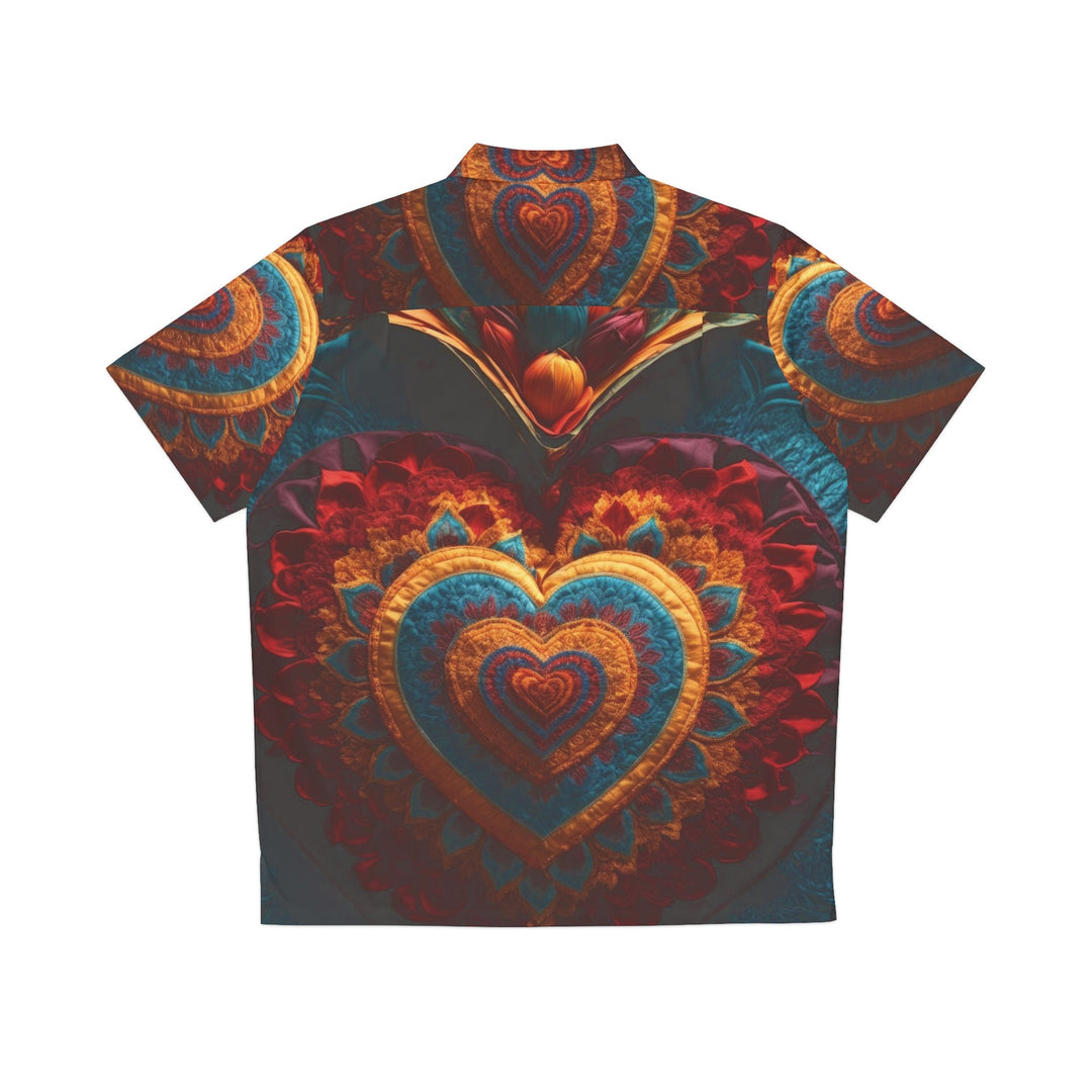 Floral Heart Tapestry - Men's Hawaiian Shirt - All Over Prints - g(0D·IO) - S - Black -