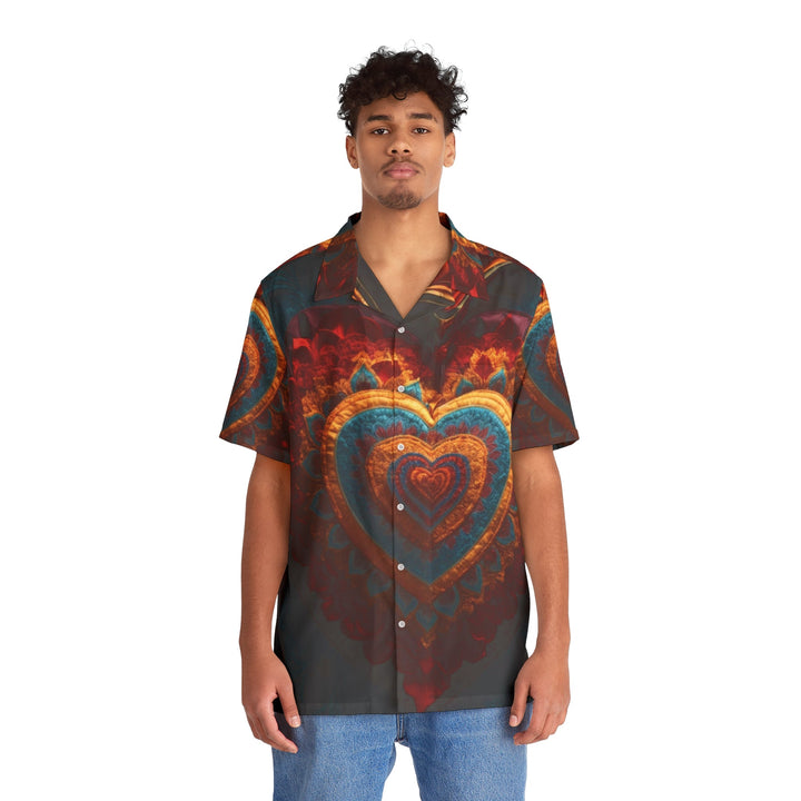 Floral Heart Tapestry - Men's Hawaiian Shirt - All Over Prints - g(0D·IO) - S - Black -