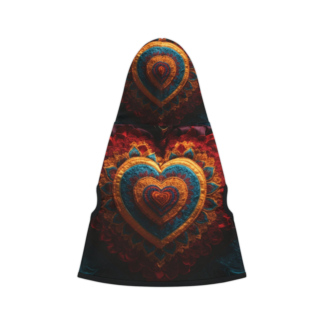 Floral Heart Tapestry - Pet Hoodie - Pets - g(0D·IO) - XXS - Black Rib -