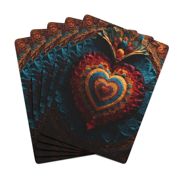 Floral Heart Tapestry - Poker Cards - Paper products - g(0D·IO) - 2.47" x 3.47" - White - Semi Glossy