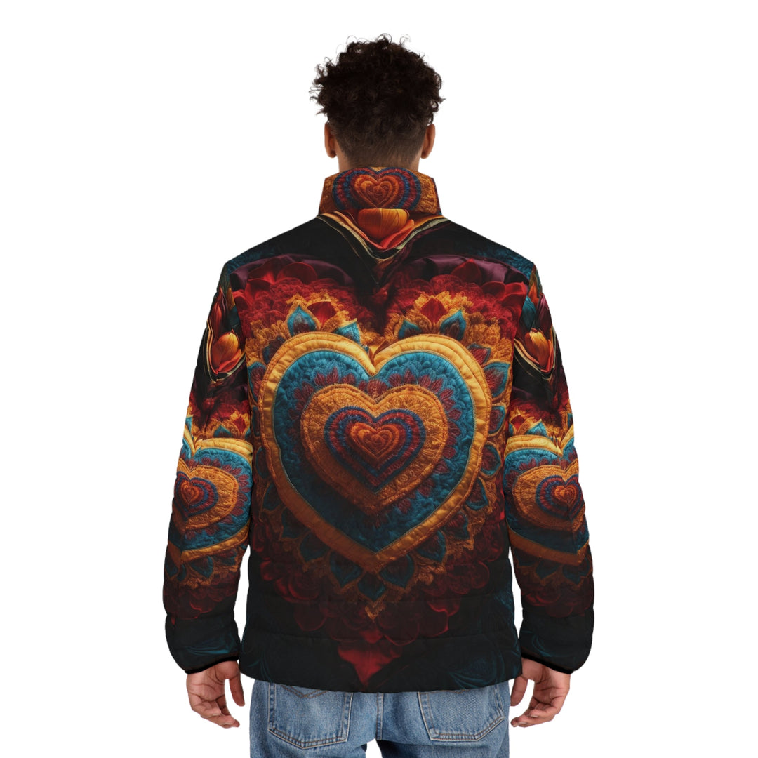 Floral Heart Tapestry - Puffer Jacket - All Over Prints - g(0D·IO) - S - Black zipper -