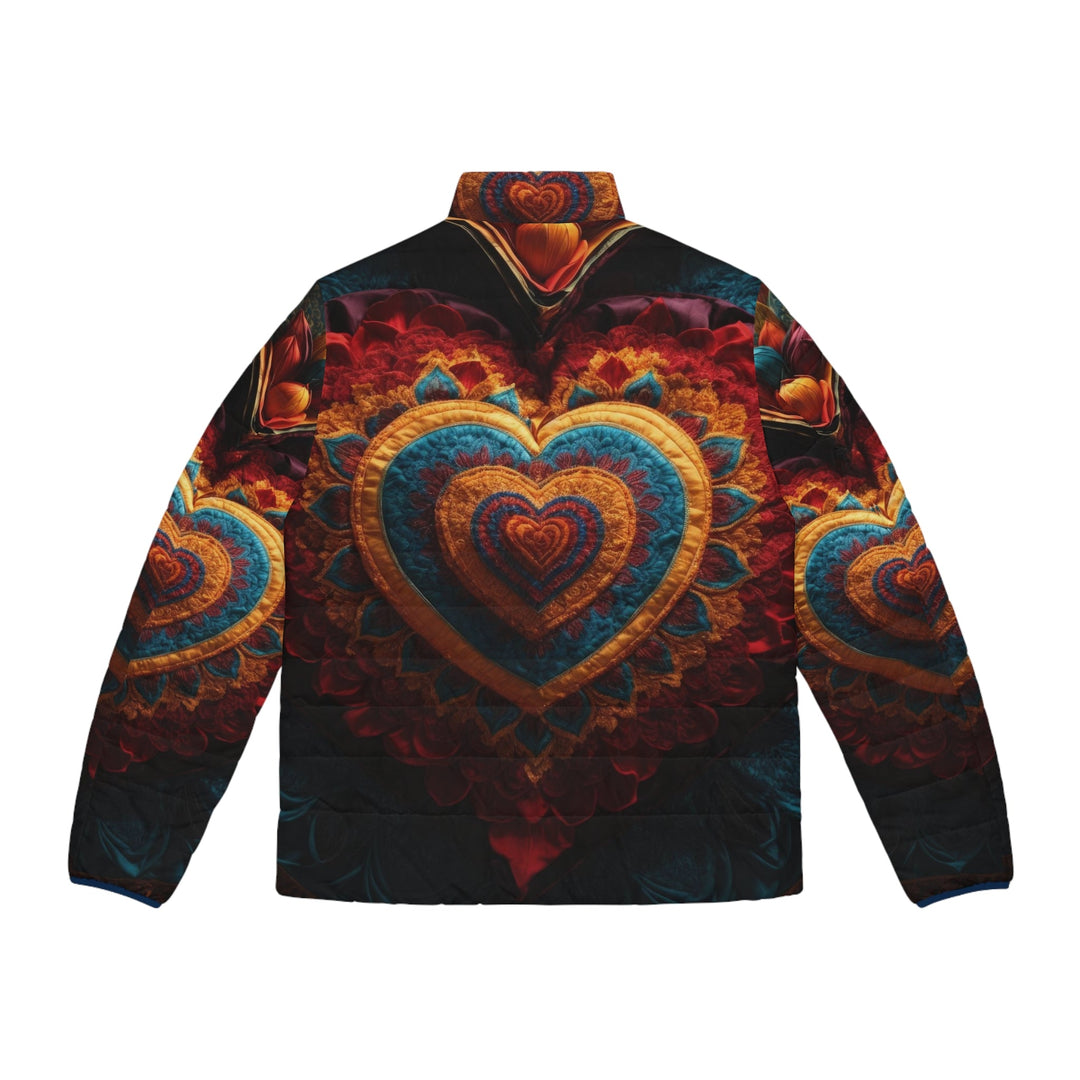 Floral Heart Tapestry - Puffer Jacket - All Over Prints - g(0D·IO) - S - Black zipper -