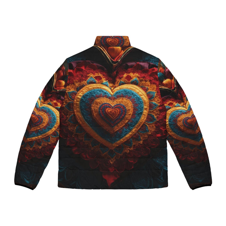 Floral Heart Tapestry - Puffer Jacket - All Over Prints - g(0D·IO) - S - Black zipper -