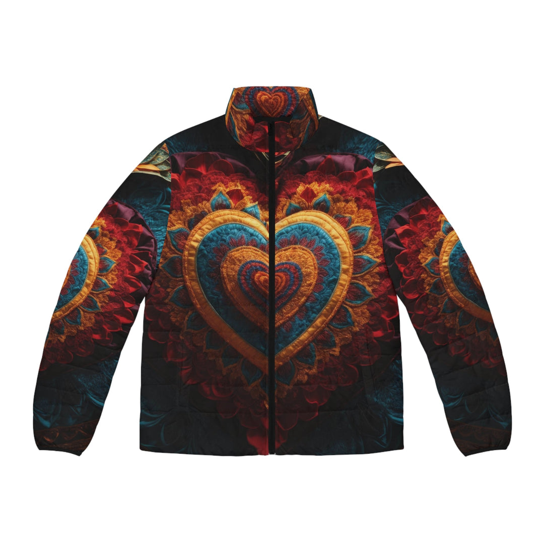 Floral Heart Tapestry - Puffer Jacket - All Over Prints - g(0D·IO) - S - Black zipper -