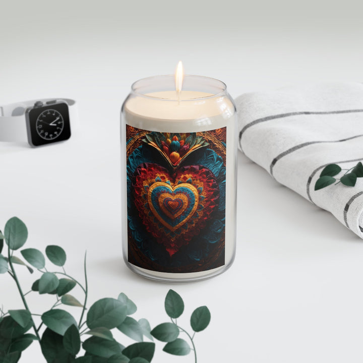 Floral Heart Tapestry - Scented Candle - Home Decor - g(0D·IO) - Vanilla Bean - 13.75oz -