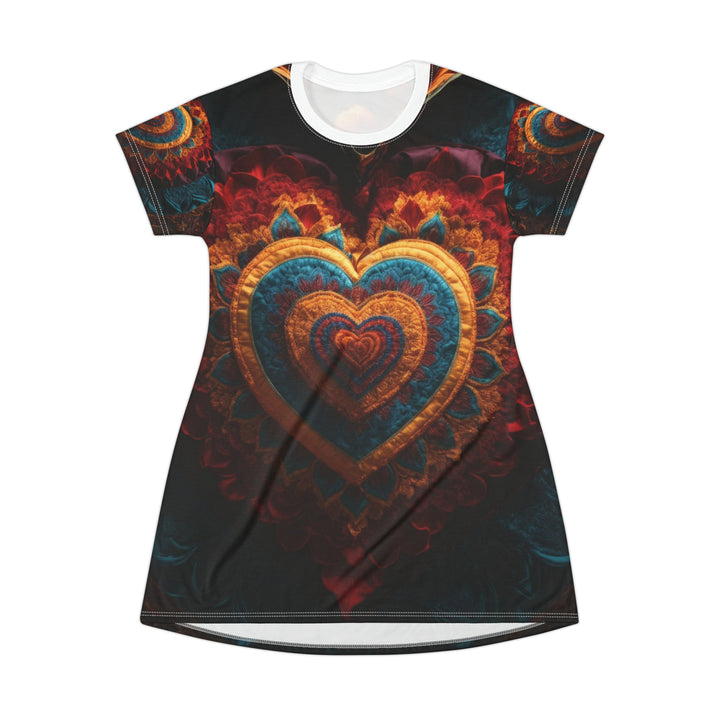 Floral Heart Tapestry - T-Shirt Dress - All Over Prints - g(0D·IO) - XS - -