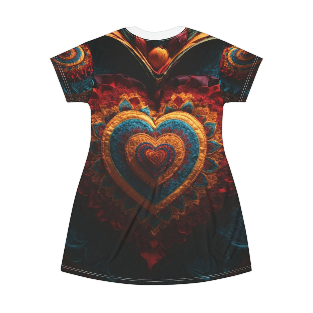 Floral Heart Tapestry - T-Shirt Dress - All Over Prints - g(0D·IO) - XS - -