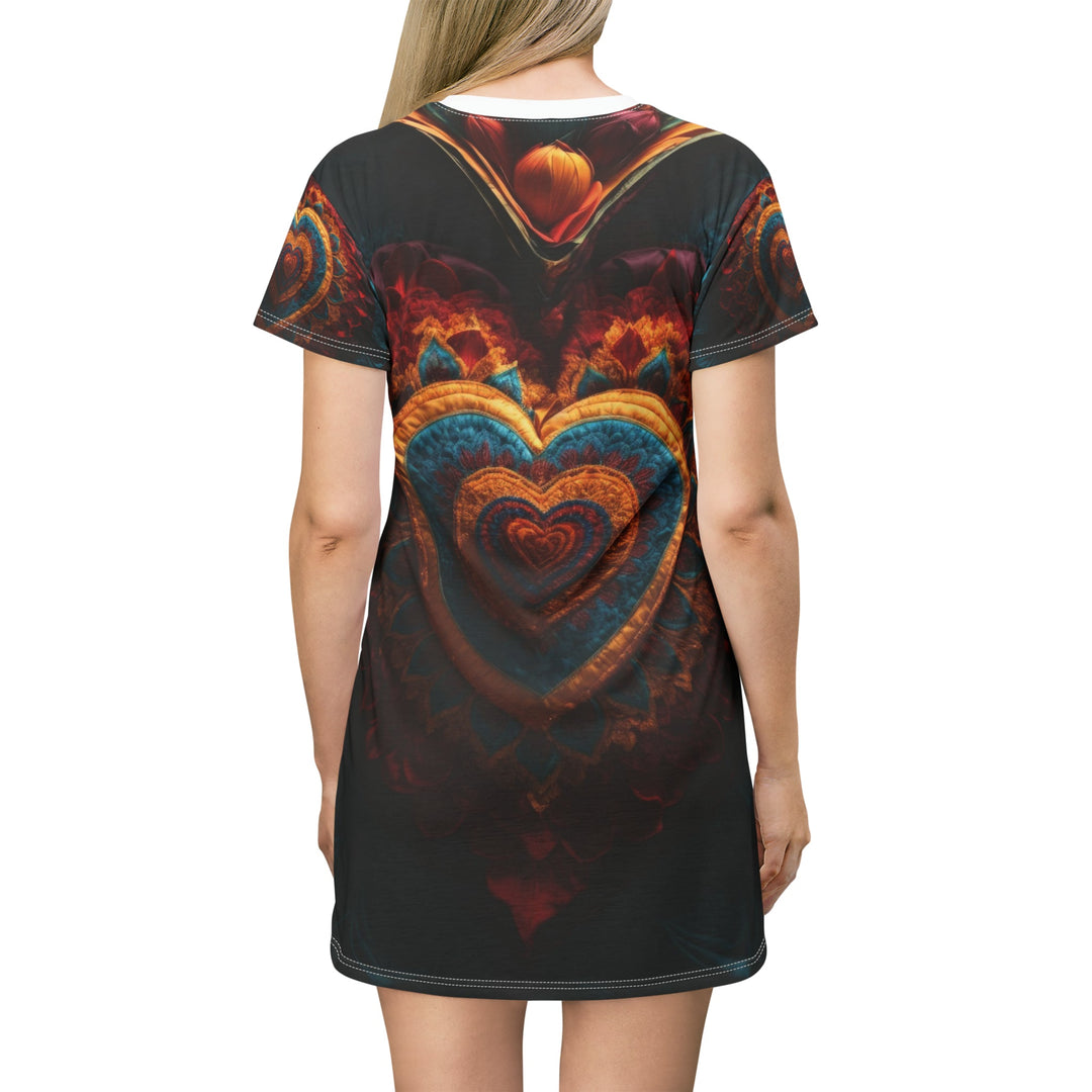 Floral Heart Tapestry - T-Shirt Dress - All Over Prints - g(0D·IO) - XS - -