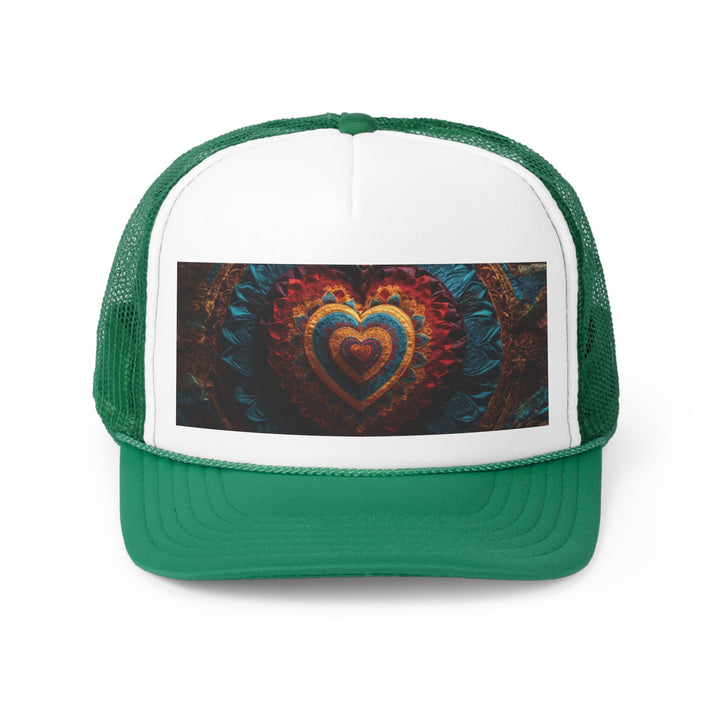 Floral Heart Tapestry - Trucker Hat - Hats - g(0D·IO) - Green - One size -