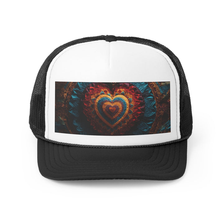 Floral Heart Tapestry - Trucker Hat - Hats - g(0D·IO) - Black - One size -