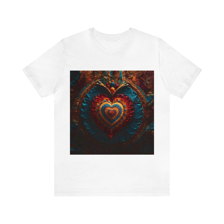 Floral Heart Tapestry - Unisex Jersey Short Sleeve Tee - T-Shirt - g(0D·IO) - White - S -