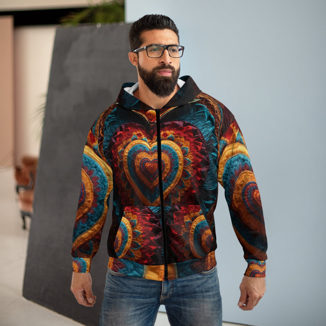 Floral Heart Tapestry - Unisex Zip Hoodie - All Over Prints - g(0D·IO) - XS - -