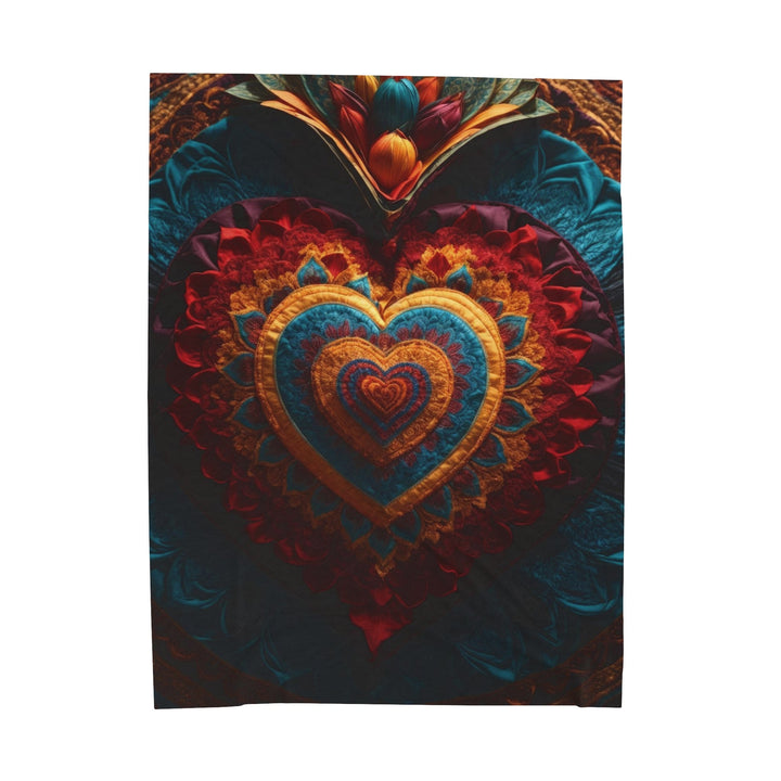 Floral Heart Tapestry - Velveteen Plush Blanket - All Over Prints - g(0D·IO) - 60" × 80" - -