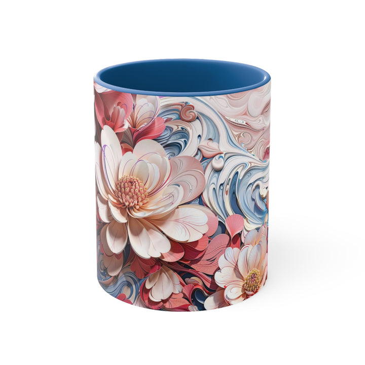 Floral Marble Whirls - Accent Coffee Mug - Mug - g(0D·IO) - Blue - 11oz -