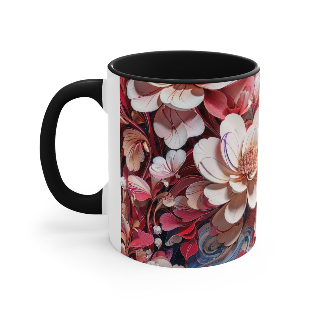 Floral Marble Whirls - Accent Coffee Mug - Mug - g(0D·IO) - Pink - 11oz -