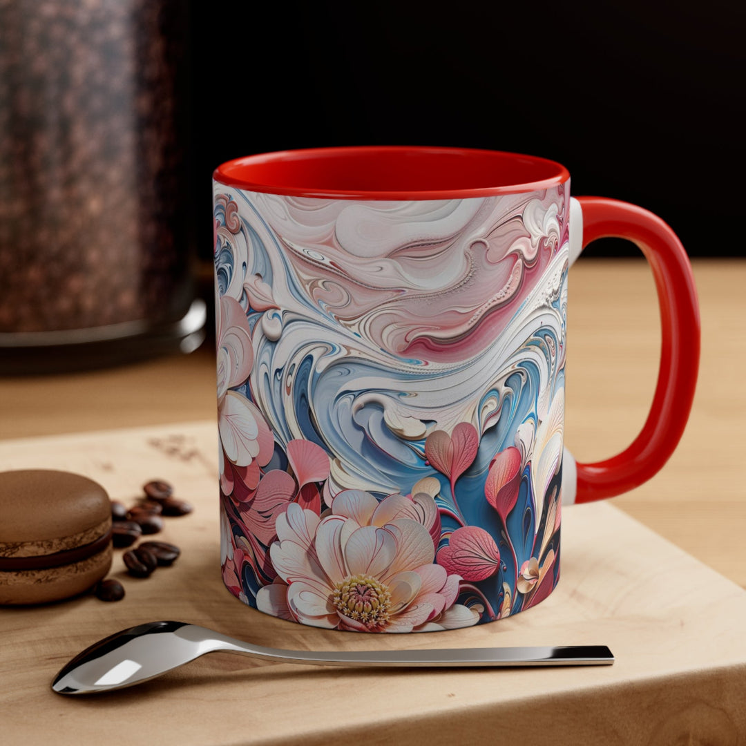 Floral Marble Whirls - Accent Coffee Mug - Mug - g(0D·IO) - Pink - 11oz -