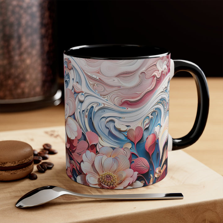 Floral Marble Whirls - Accent Coffee Mug - Mug - g(0D·IO) - Pink - 11oz -