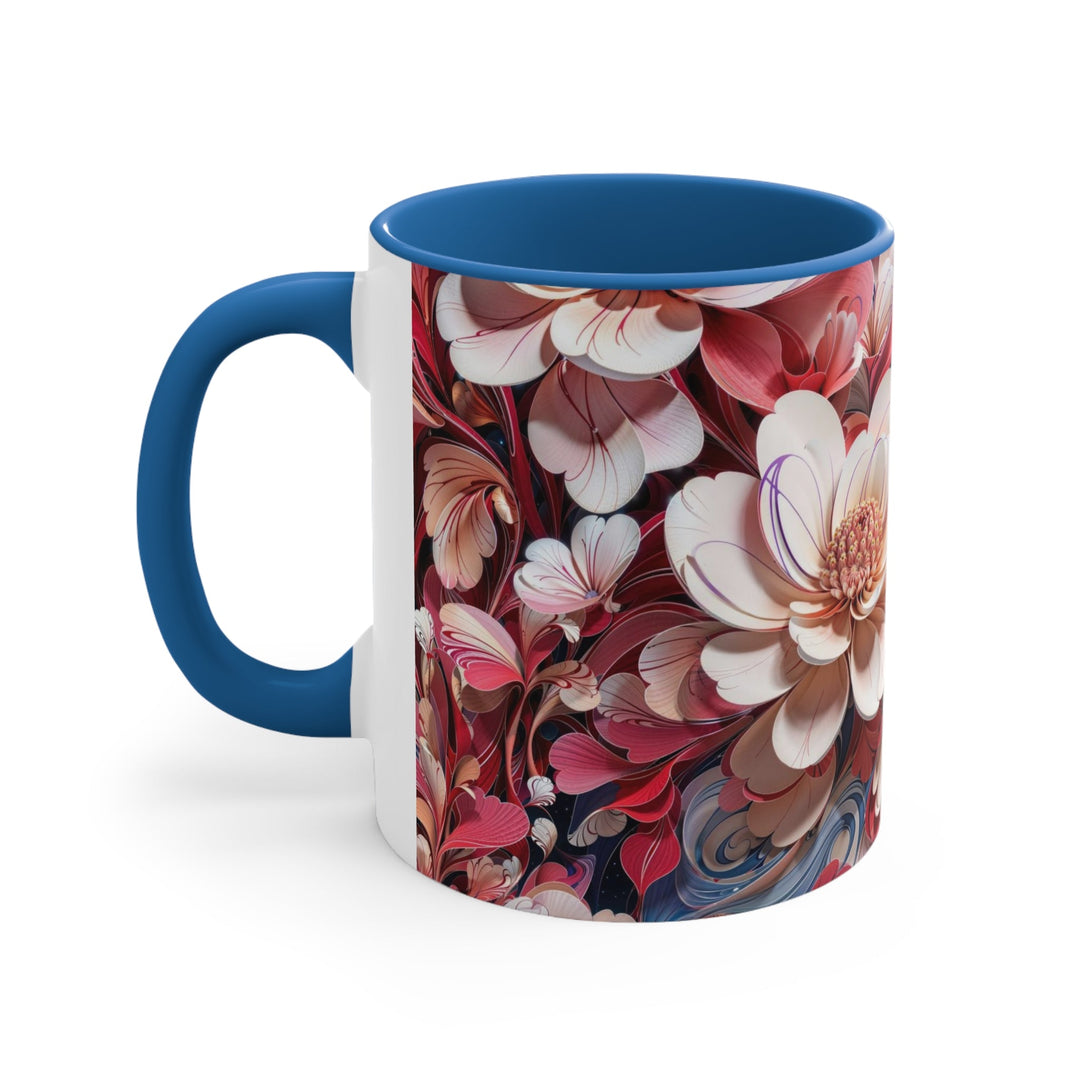 Floral Marble Whirls - Accent Coffee Mug - Mug - g(0D·IO) - Pink - 11oz -