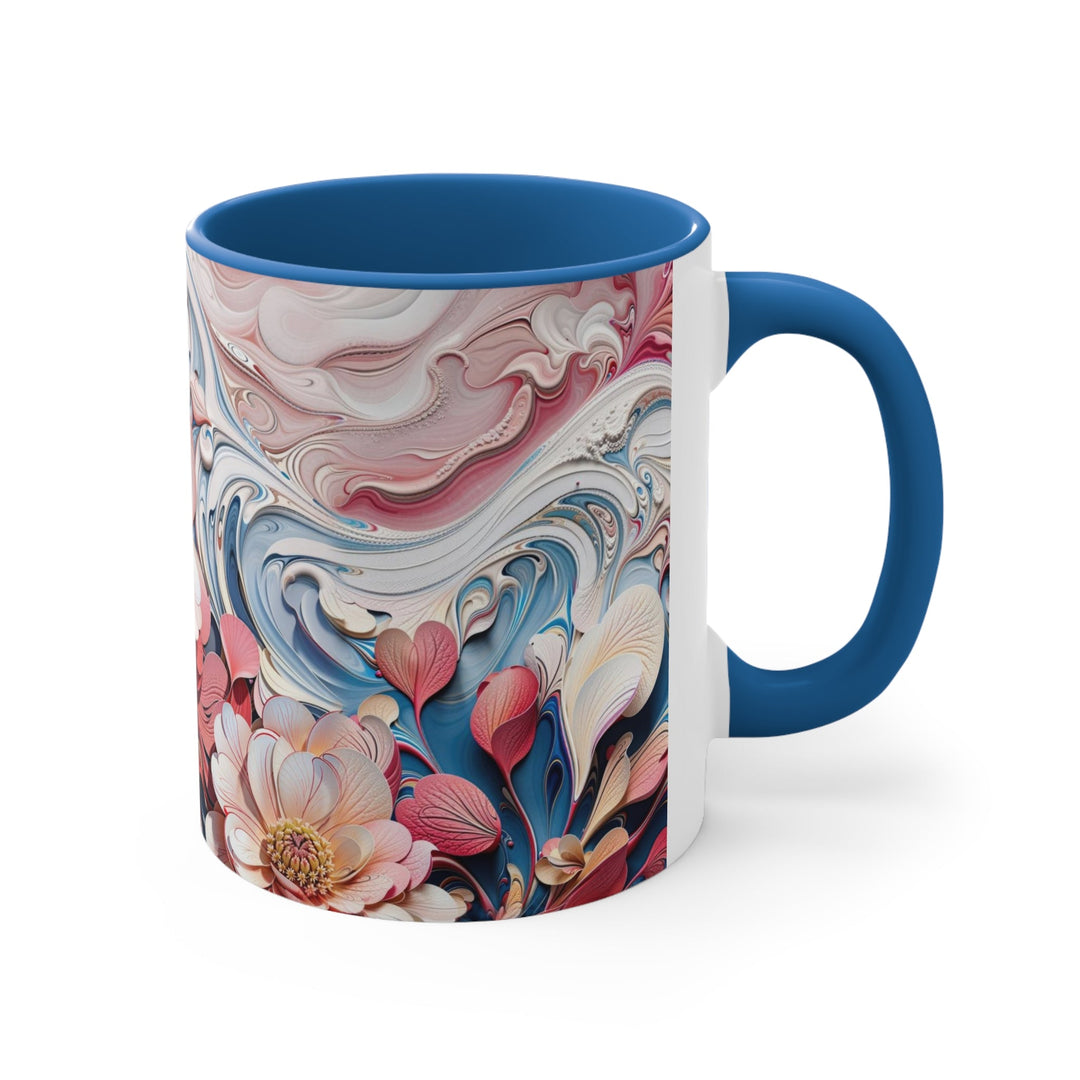 Floral Marble Whirls - Accent Coffee Mug - Mug - g(0D·IO) - Pink - 11oz -