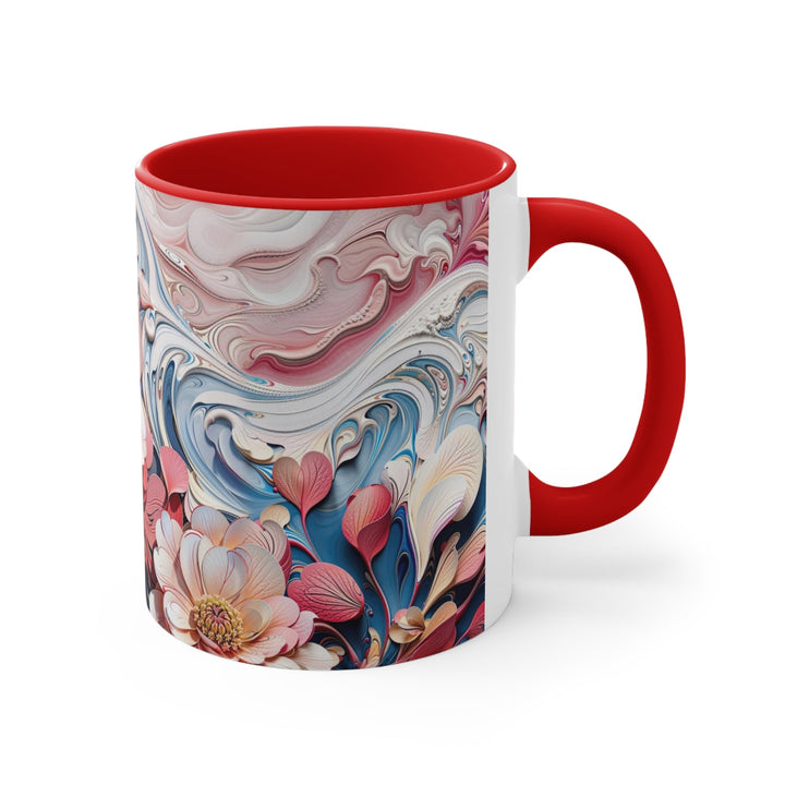 Floral Marble Whirls - Accent Coffee Mug - Mug - g(0D·IO) - Pink - 11oz -