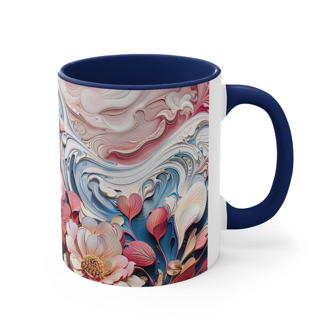 Floral Marble Whirls - Accent Coffee Mug - Mug - g(0D·IO) - Pink - 11oz -