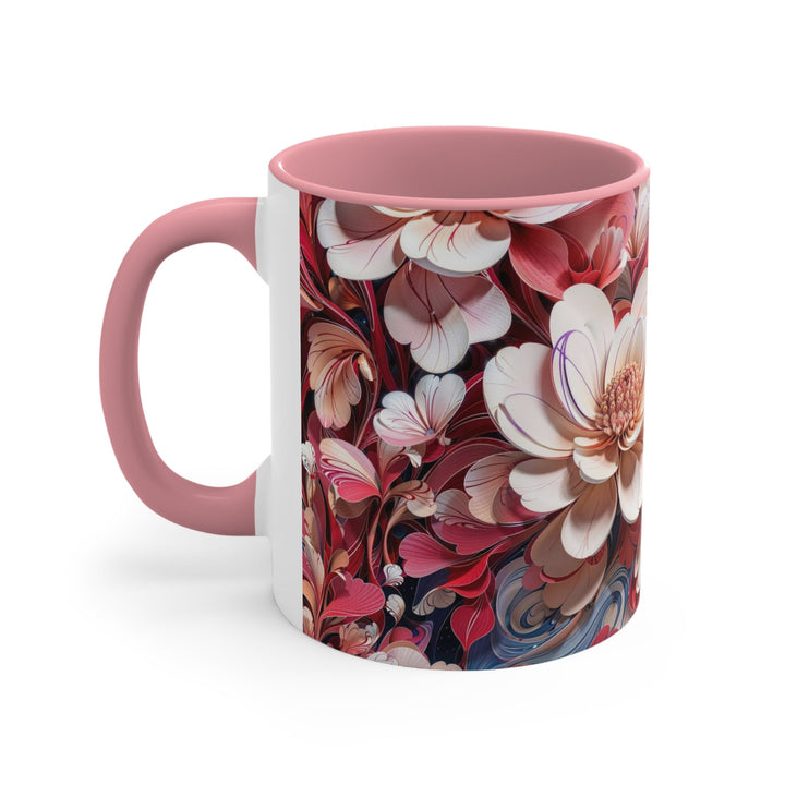 Floral Marble Whirls - Accent Coffee Mug - Mug - g(0D·IO) - Pink - 11oz -