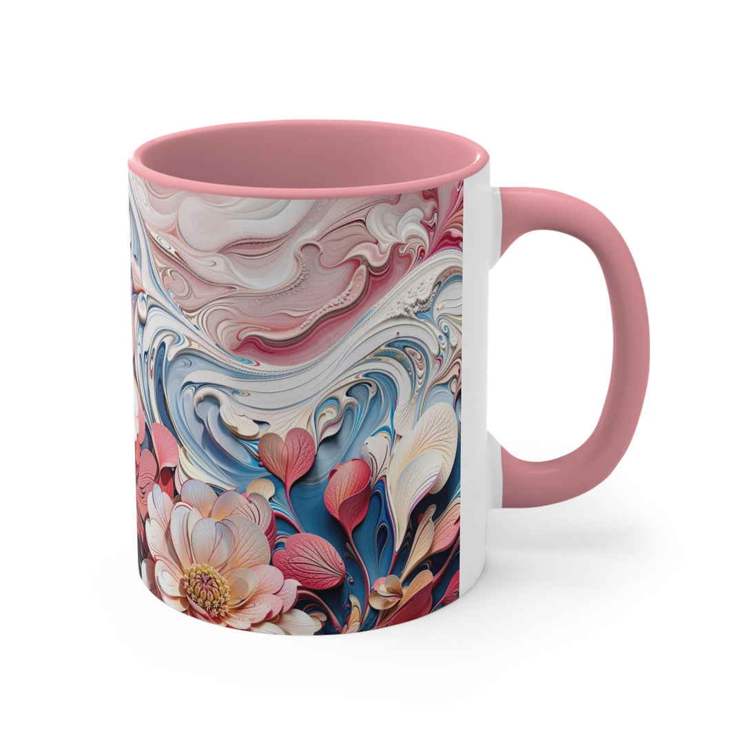 Floral Marble Whirls - Accent Coffee Mug - Mug - g(0D·IO) - Pink - 11oz -